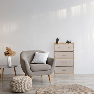 Relaxdays Schubladenkommode Bambus Beige mit 5 Schubladen 94 cm x 58 cm x 32,5 cm 7,2 kg