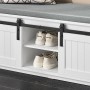 SoBuy Schuhbank mit Sitzfläche Sitzbank mit Stauraum Schuhregal 90x46x35cm Weiß FSR133-K-W_6