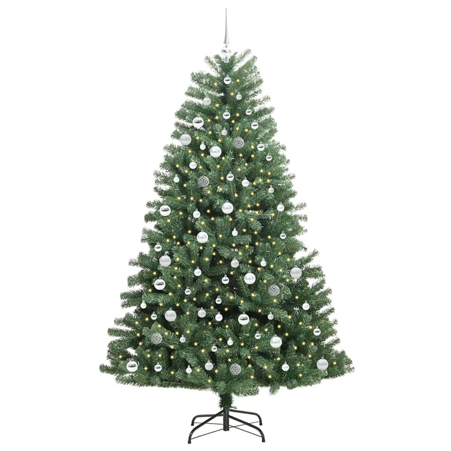 vidaXL Künstlicher Klappbarer Weihnachtsbaum mit 300 LEDs Grün 210 cm 3395501