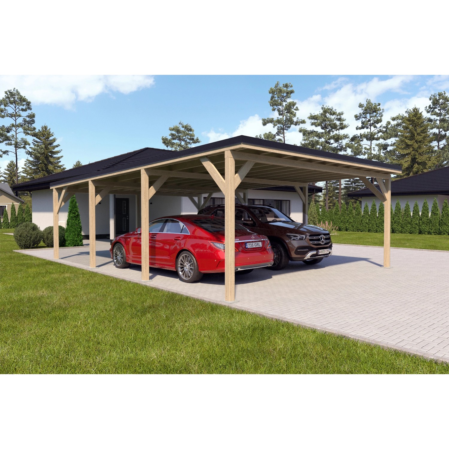 Holzbrüder Carport Ralf 52m² Natur-Schwarz günstig online kaufen