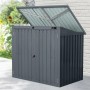 Axi Gartenschrank Oscar, anthrazitfarbene Mülltonnenbox für 2 Tonnen à 240L, mit geöffnetem Deckel.