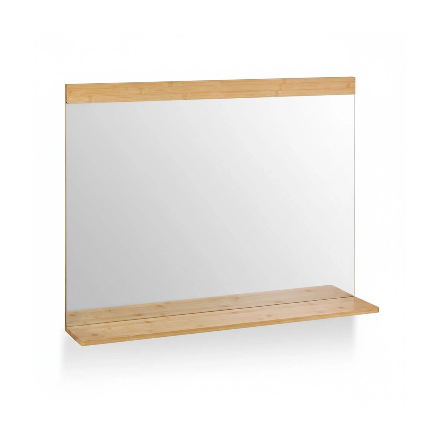 Relaxdays Wandspiegel Bambus Natur mit Ablage 68,5 cm x 90 cm x 16,5 cm 8,5 kg