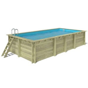 ALTANKA Holzpool Aqua 7x3,75 Höhe 1,45 m mit am Beton Verschraubten Stützen BAS7308OSPL