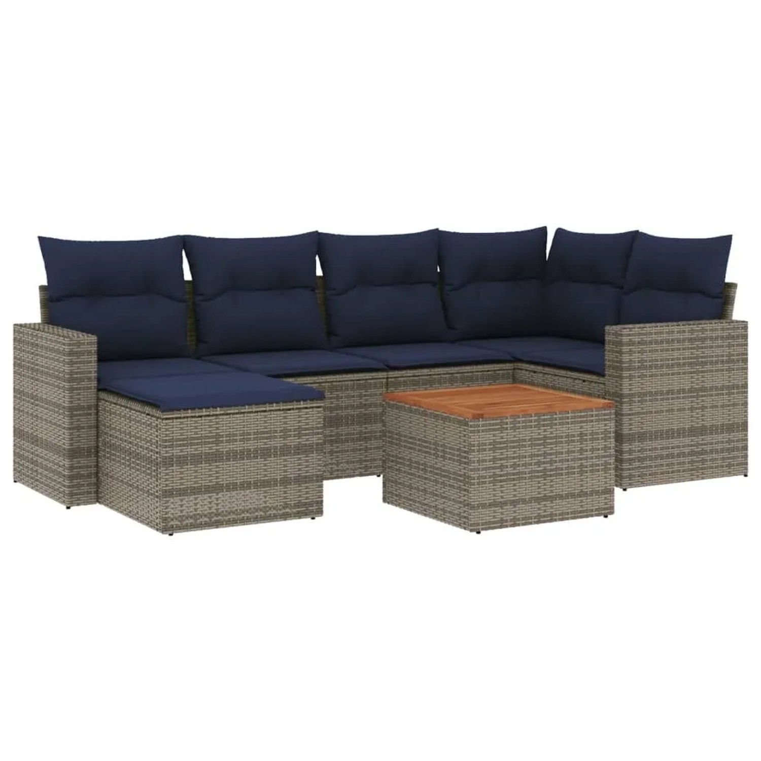 vidaXL 7-Tlg Gartensofa-Set mit Kissen Grau Polyrattan 3256558 günstig online kaufen