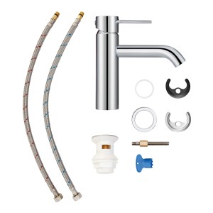 baliv Waschtischarmatur WT-650 Chrom mit Zubehör für die Installation.