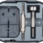 wolfcraft Scharnierloch-Set, 5-teilig, mit Bohrern und Schablonen im Koffer.