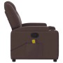 Dunkelbrauner vidaXL Massagesessel Modell 5 aus Stoff, seitliche Ansicht mit Getränkehaltern und Fernbedienung.