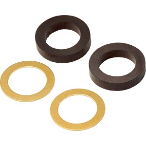 Dichtungs-Set für Quetschverbindungen, 4-teilig: 2 Gummidichtungen, 2 Unterlegscheiben aus Messing.