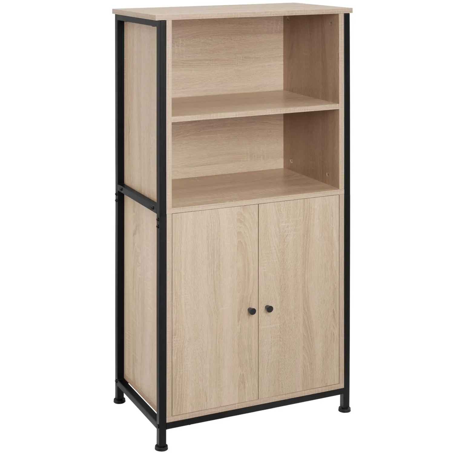 Tectake Highboard Doncaster Industrial Style Holz und Stahl  60 x 38 x 125 cm Industrial Holz Hell  Eiche Sonoma