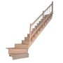 Rechts gewendelte Treppe Lindos aus Eiche mit Holz-Edelstahl-Geländer und Setzstufen, 100 cm breit.