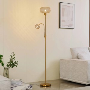 Lindby Stehlampe Aliette 10030729 Modern in Gold Messing aus Metall 2-flammig E27 Wohnzimmerleuchte