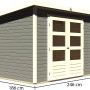 Karibu Holz-Gartenhaus Sitten 3, terragrau, mit Doppeltür und Fenstern, Maße 242x182 cm.