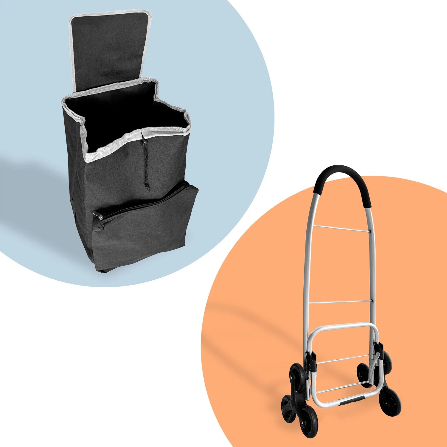 Relaxdays Einkaufstrolley Polyester Aluminium Schwarz Treppensteiger Klappbar 101 cm x 48 cm x 38 cm 2,5 kg_5