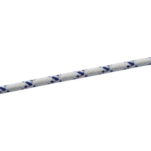 Seilflechter Olympia Star Schot, 6 mm, weiß mit blauen Tupfen, Meterware für Boot-Zubehör.