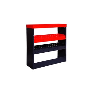 PROREGAL Fahrzeugregal, anthrazitgrau/verkehrsrot, mit 2 unterteilbaren Böden. Fahrzeugeinrichtung für Werkzeugschränke.