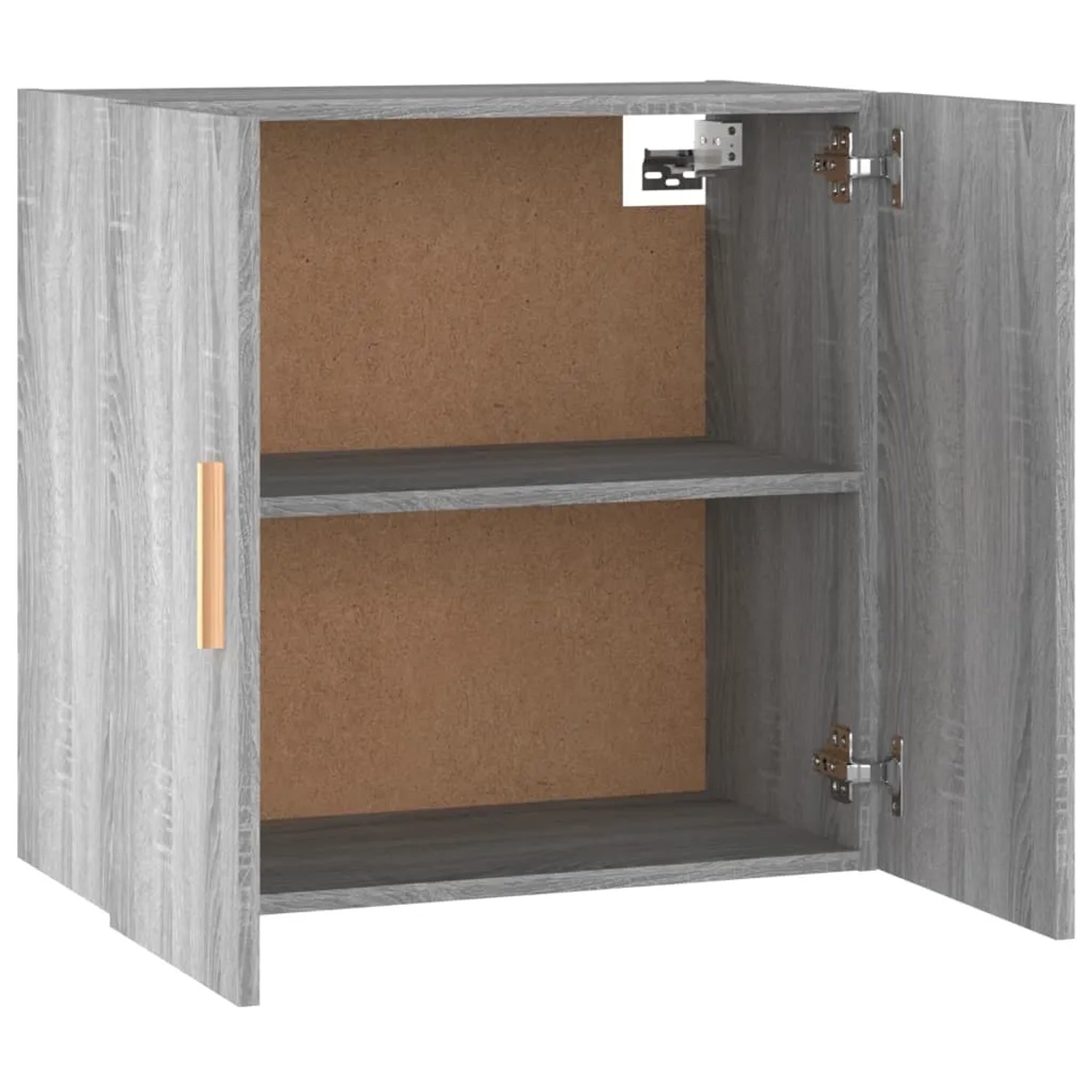 Offener Wandschrank in Grau Sonoma (60x30x60 cm) mit zwei Fächern, ideal für Büro oder Wohnraum.