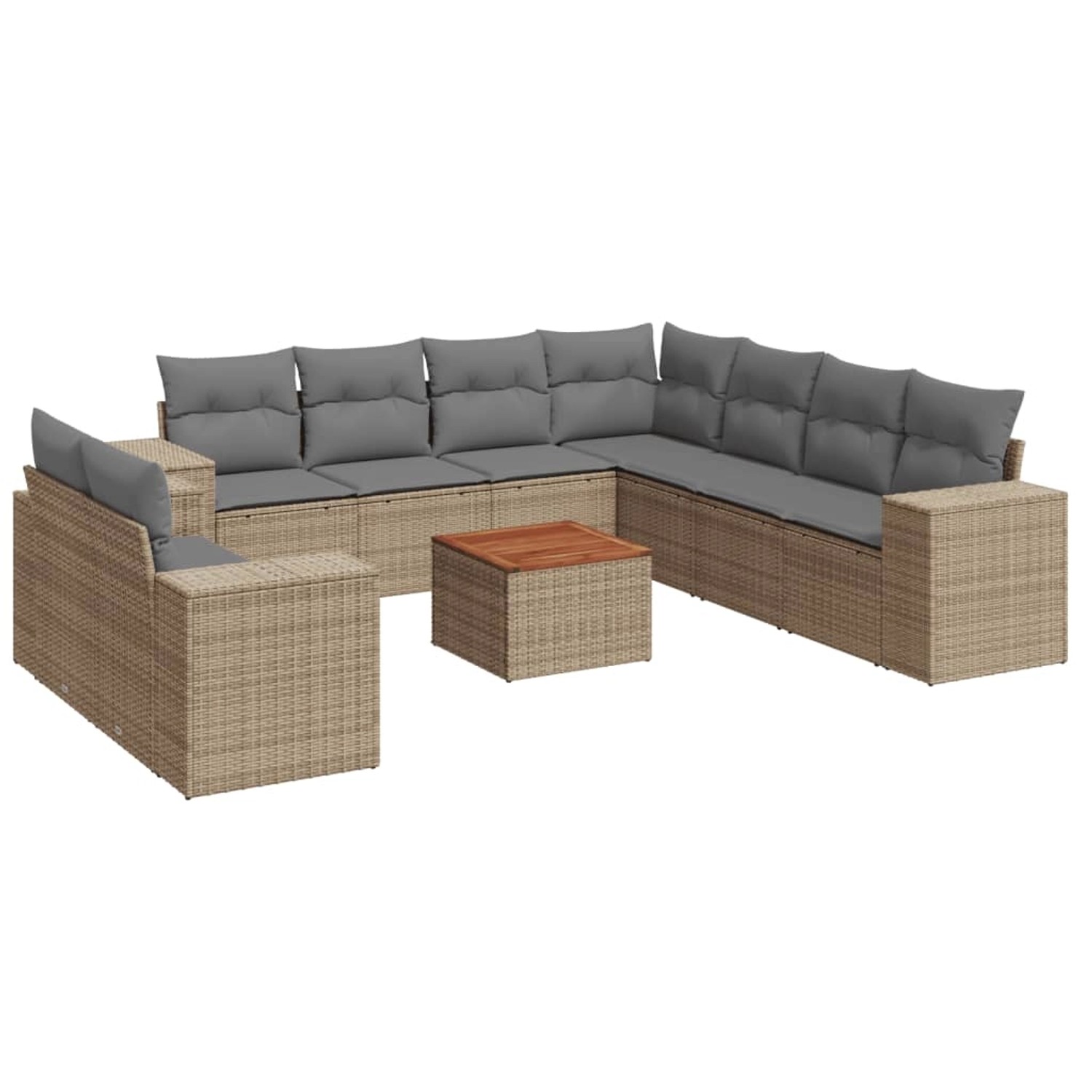 vidaXL 10-Tlg Garten-Sofagarnitur mit Kissen Beige Poly Rattan 3257844 günstig online kaufen