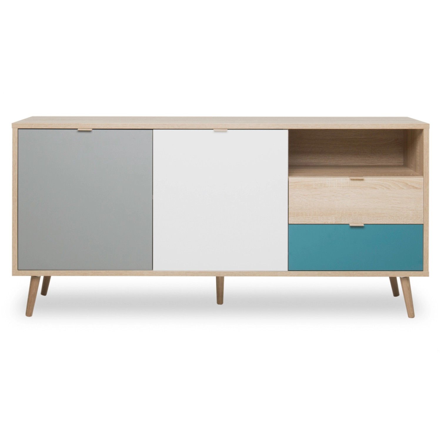 Furn.Design Sideboard Scandi Eiche Sonoma 150 cm 2 Türen 2 Schubkästen Colory
