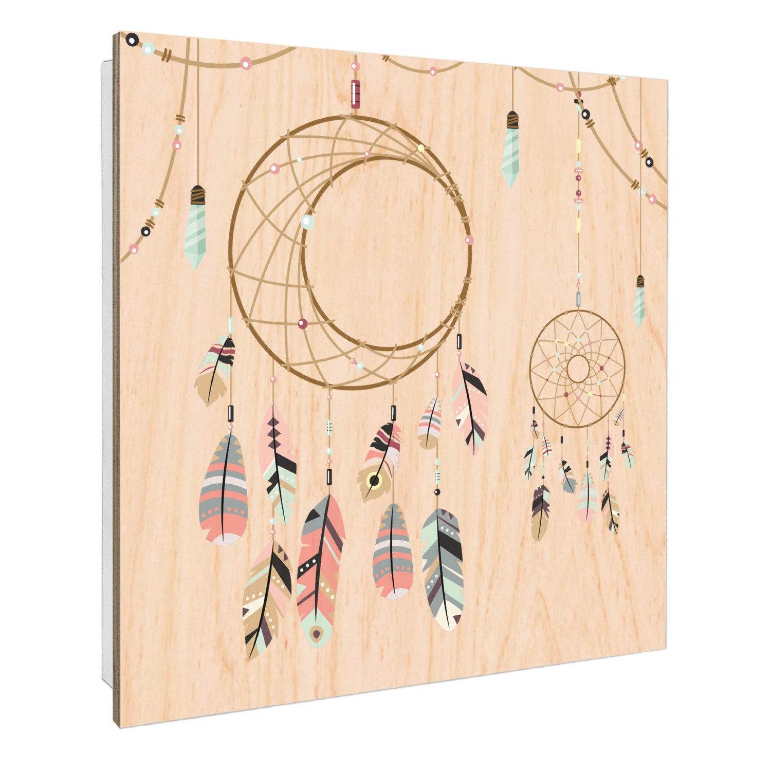 Banjado Großer Schlüsselbox Holz 30x30cm Weiß Scharnier Rechts 50 Haken Sch günstig online kaufen