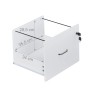 Offene Schublade des weißen Relaxdays Rollcontainers mit Hängeregister und Schloss.