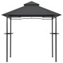 Anthrazitfarbener BBQ-Pavillon mit Stahlrahmen und Doppeldach, inklusive Bartresen.