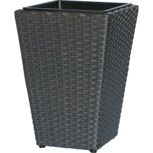 Konische Pflanzsäule Deep Water, 40cm hoch, aus Polyrattan in Flechtoptik.
