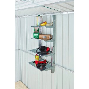 Pergart Regal-Kit für Gerätehaus: Vier Regalböden aus Stahl zur Werkzeugaufbewahrung.