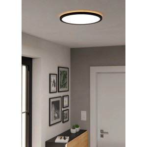 Schwarze LED-Deckenleuchte Rovito-Z von Eglo Connect, Ø 39cm, smarte Steuerung.