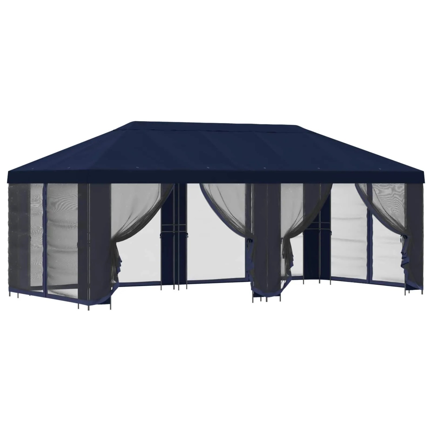 vidaXL Pavillon mit Seitenwänden 6 x 3 m Blau Polyester und Stahl 190 3376025