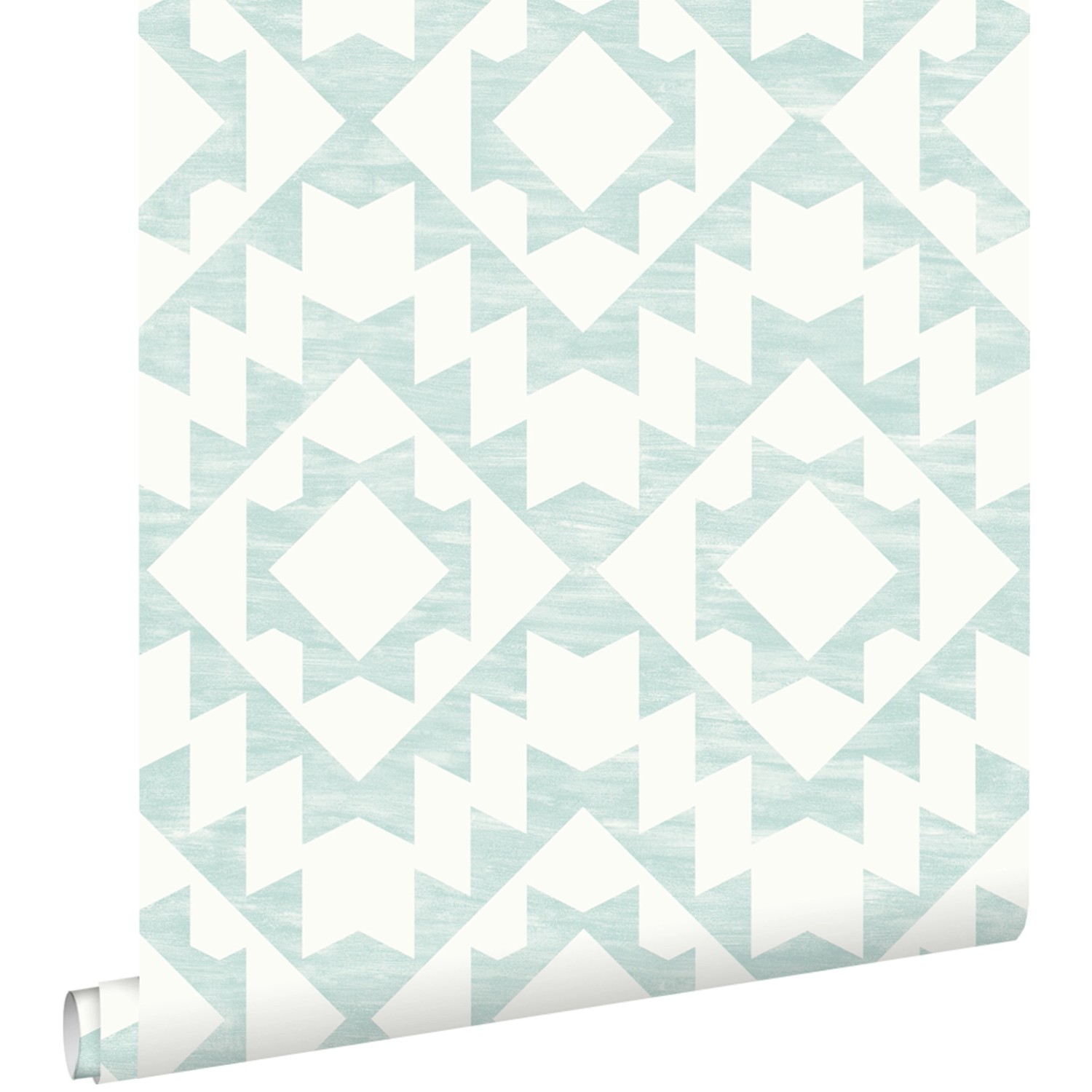 ESTAhome Tapete Marrakescher Aztec-Teppich Pastell Mintgrün und Weiß 53 cm günstig online kaufen