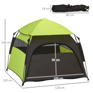 PawHut Haustierzelt, grün/dunkelgrau, 120x120x106 cm. Hundezelt für Garten, Camping oder Strand.