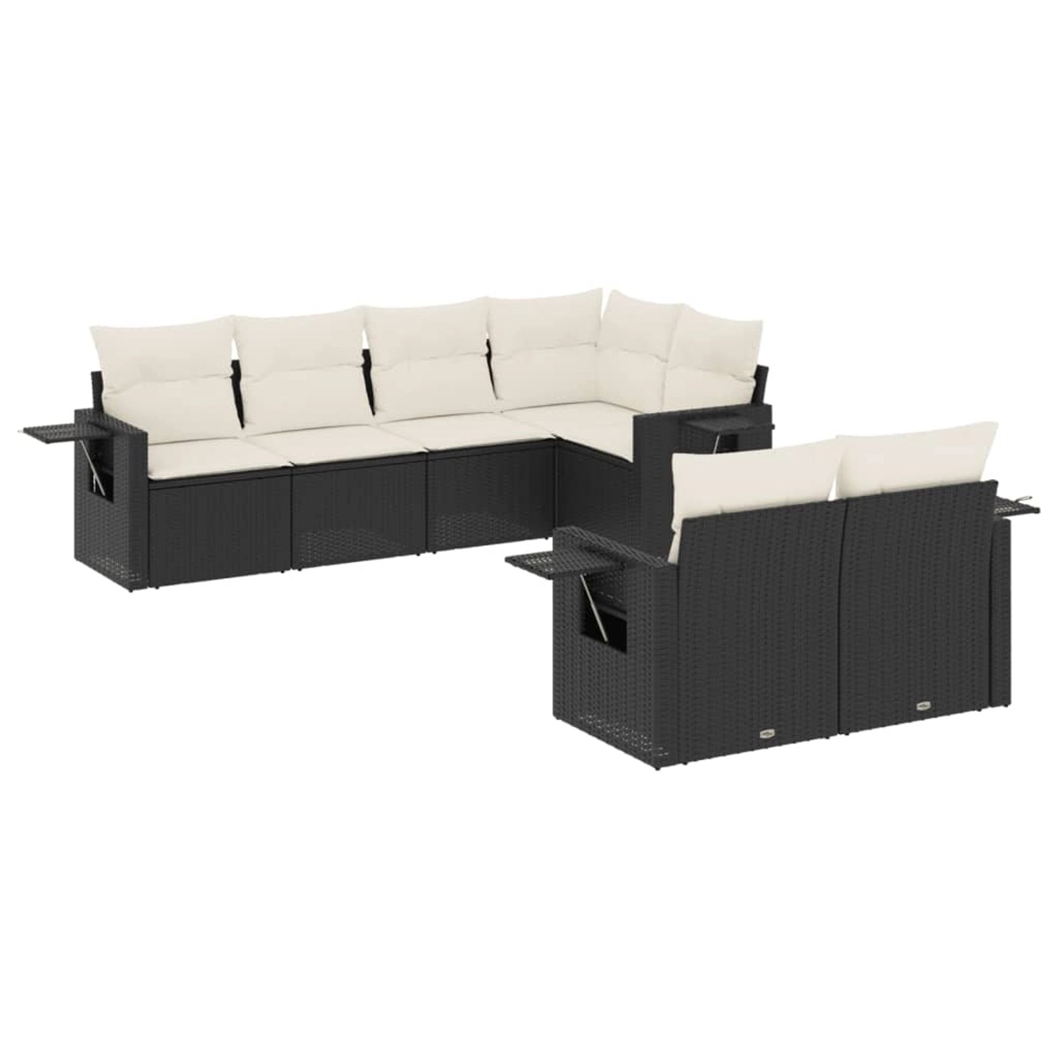 vidaXL 7-Tlg Garten-Sofagarnitur mit Kissen Schwarz Poly Rattan 3220405 günstig online kaufen