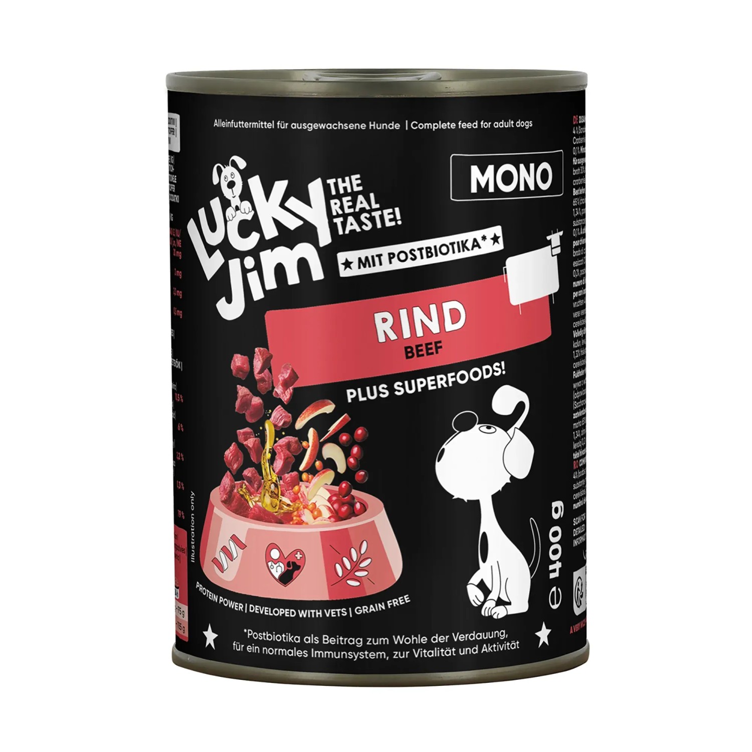 Lucky Jim Hunde-Nassfutter Mono Rind 400 g