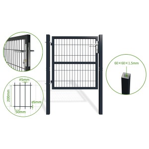 Casanoov Gittertor, 100cm hoch, grau. Gartentor aus verzinktem Stahl mit Schloss und Griff.