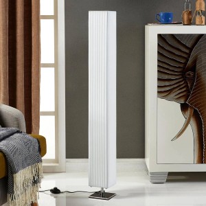 Weiße Lindby Stehlampe Janno aus Textil, 120cm hoch, für Wohnzimmer.
