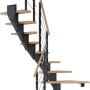 Dolle Mittelholmtreppe Frankfurt, Buche/Anthrazit, 1/2 gewendelt, mit Geländer.