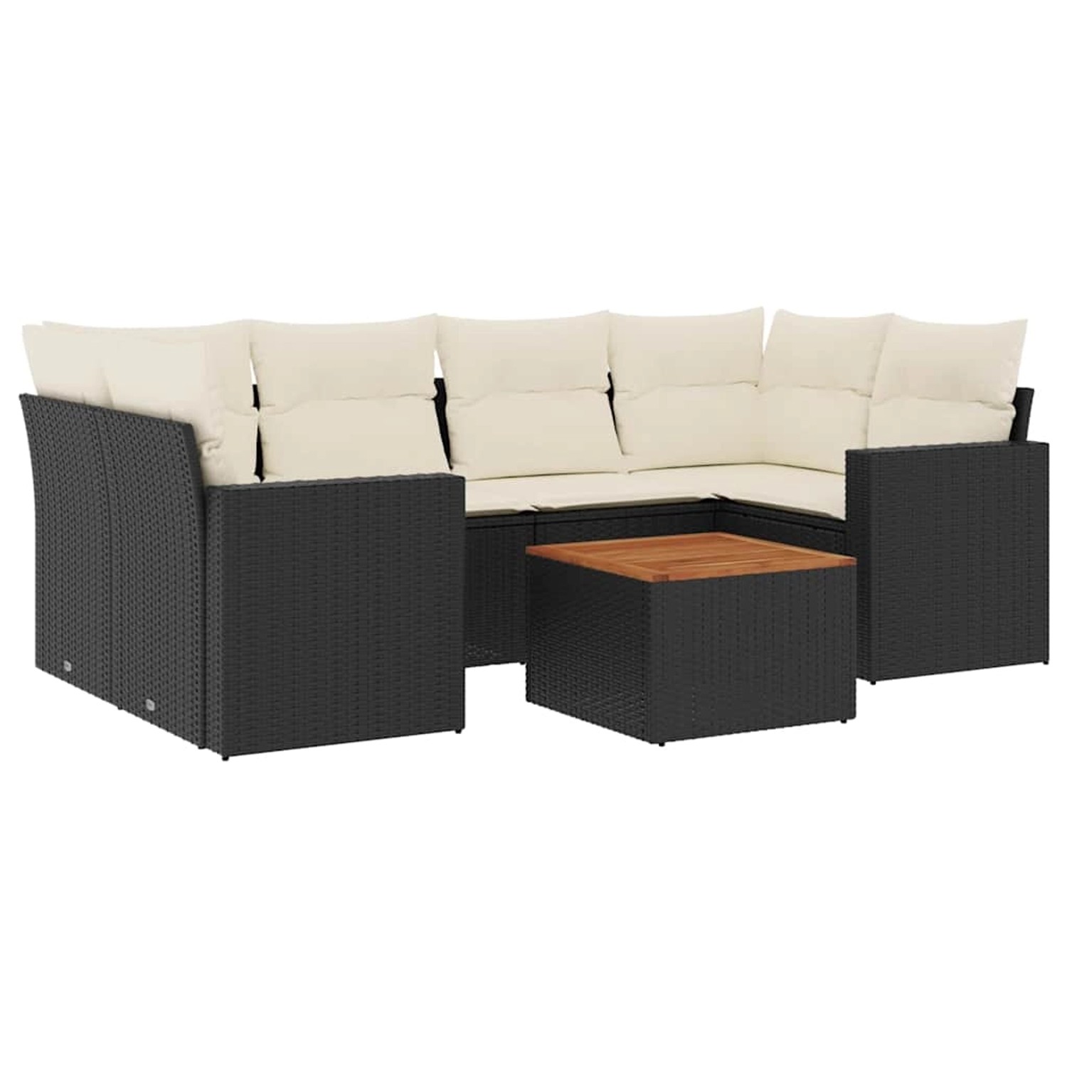 vidaXL 7-Tlg Garten-Sofagarnitur mit Kissen Schwarz Poly Rattan 3256350 günstig online kaufen