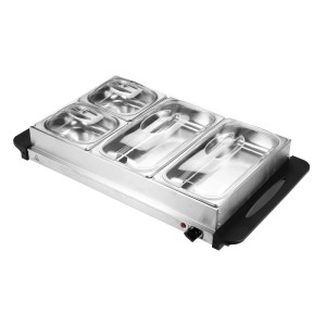 Steinborg Buffetwärmer SB-6020 mit 4 Edelstahl-Behältern und Acrylglasdeckel, 300W.
