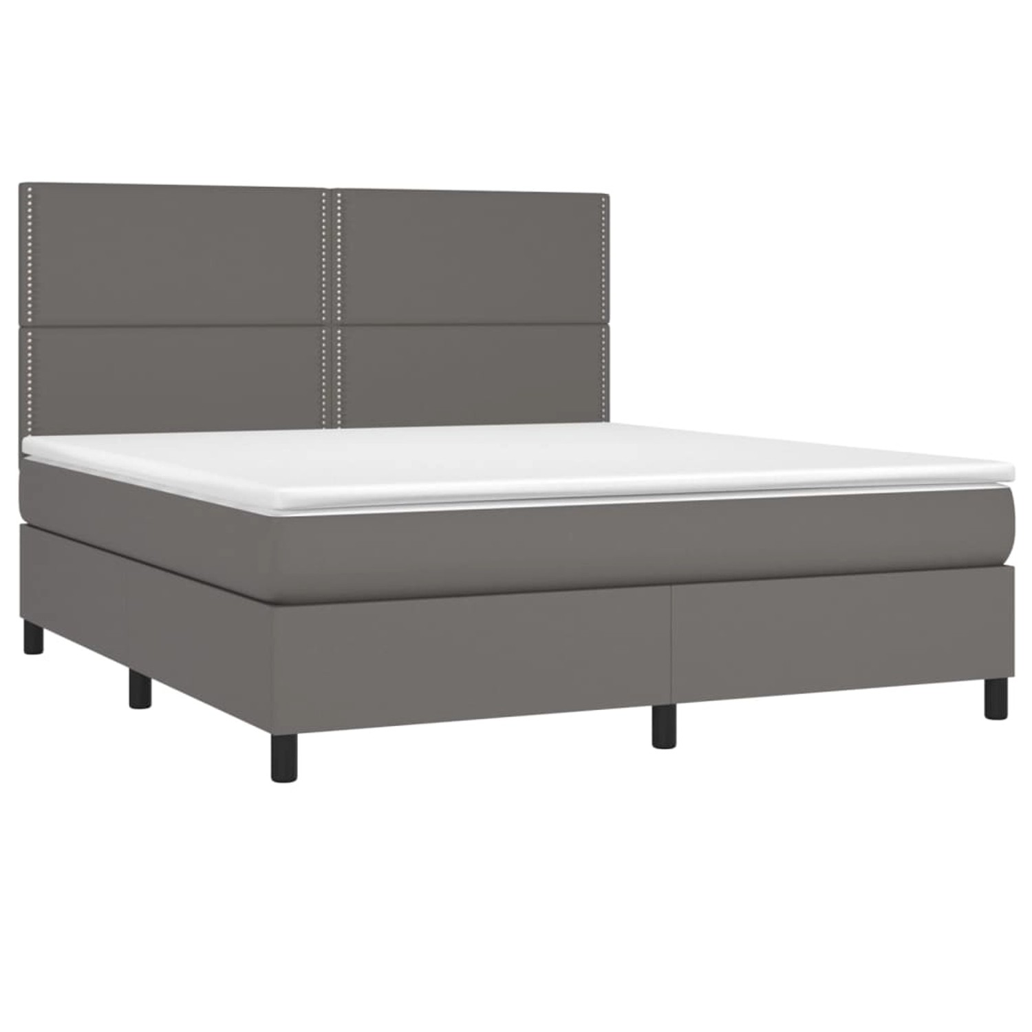 vidaXL Boxspringbett mit Matratze & LED Grau 180x200 cm Kunstleder 3135901 günstig online kaufen
