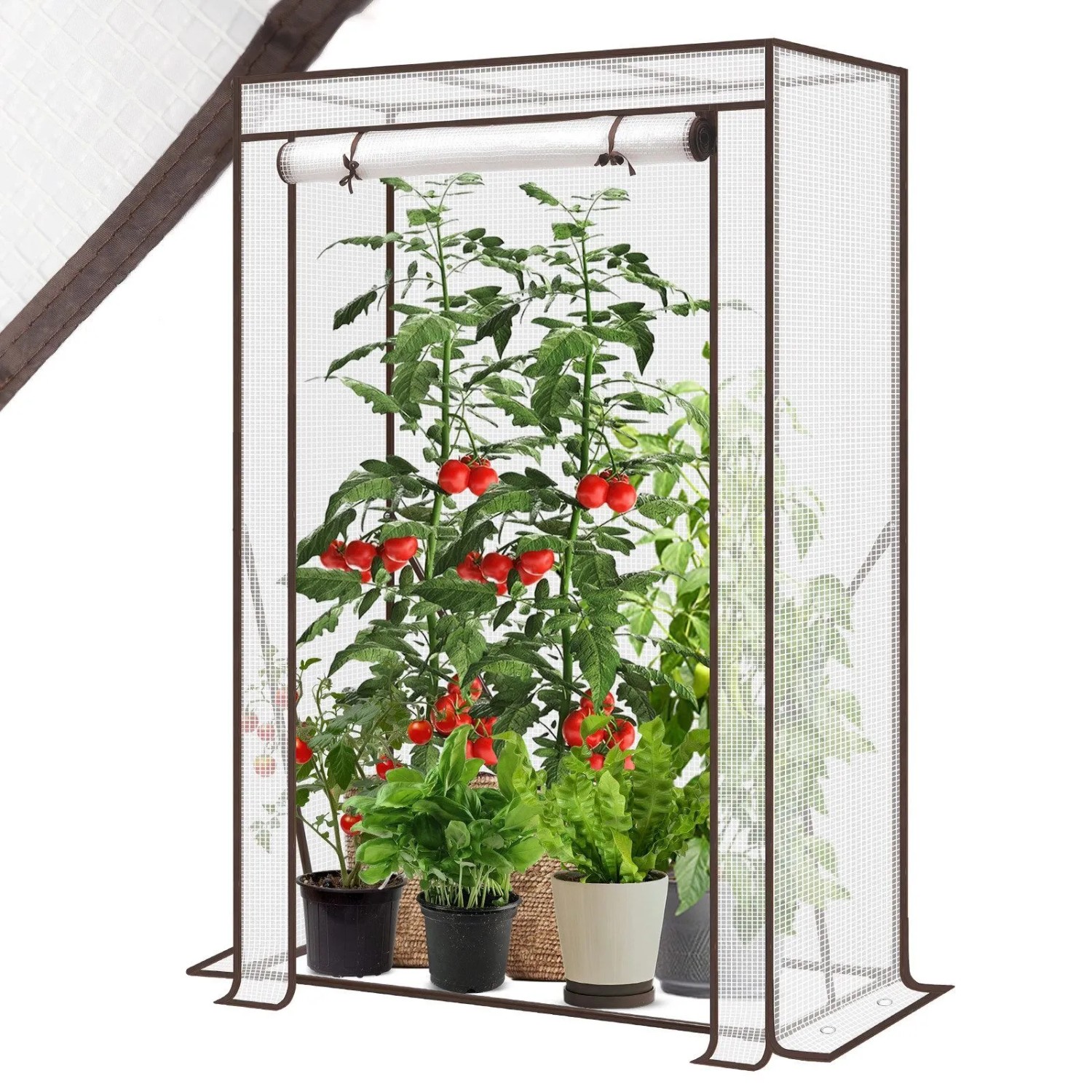 Sekey Foliengewächshaus Tomatengewächshaus Tomatenhaus Foliengewächshaus 50 x 100 x 150 cm Gartenhaus Frühbeet Gemüse Treibhaus mit PE Gitterfolie
