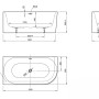 Technische Zeichnung: Ottofond Mince Corner XS Eckbadewanne rechts, 155x80 cm, Maße und Details.