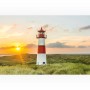 Myspotti Küchenrückwandfolie mit Leuchtturm Sylt Motiv bei Sonnenuntergang.
