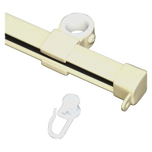 Gardinia U-Laufschiene in Beige, 110 cm, mit Zubehör für Stilgarnituren.