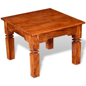 Quadratischer Couchtisch aus Akazienholz mit Honig-Lasur, 60x60x45 cm. Tisch für Wohnzimmer.