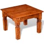 Quadratischer Couchtisch aus Akazienholz mit Honig-Lasur, 60x60x45 cm. Tisch für Wohnzimmer.