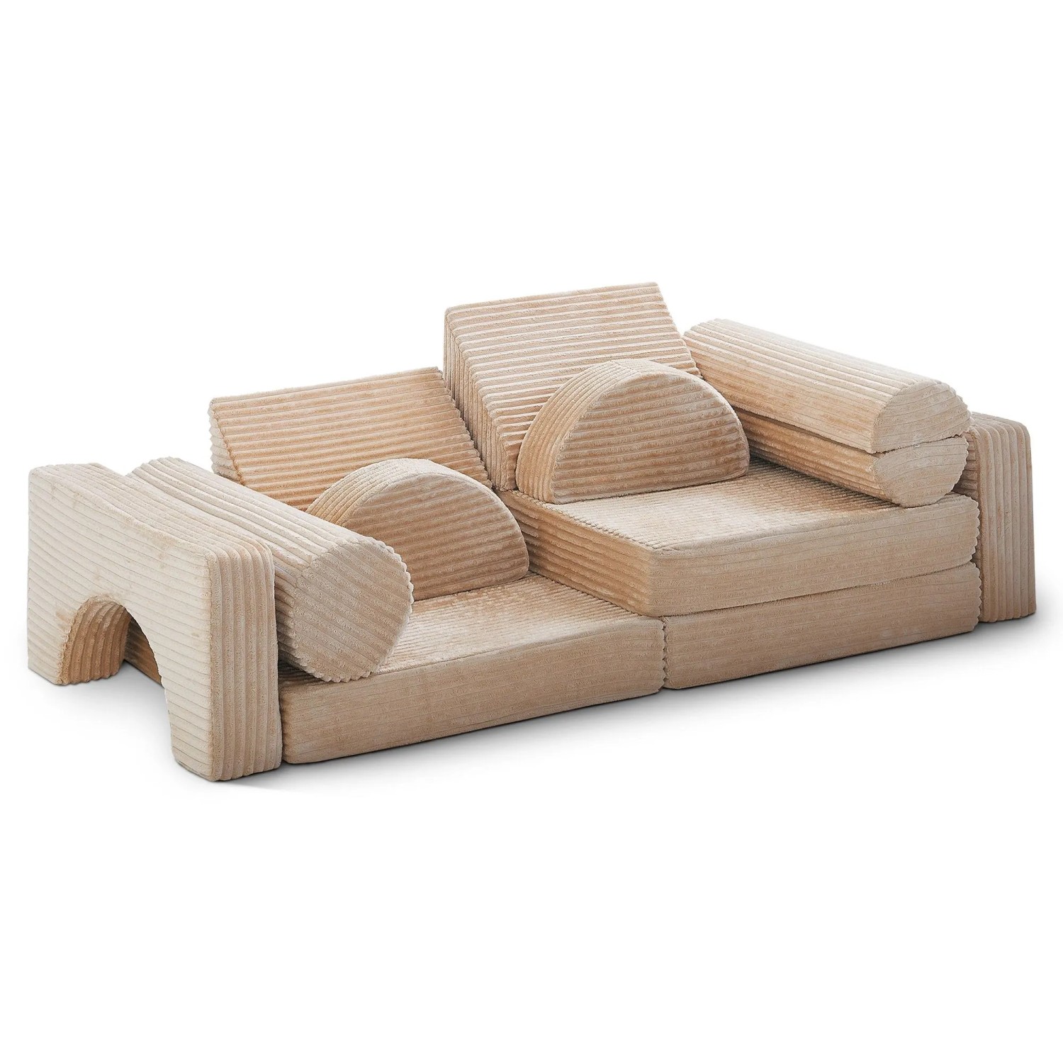 Bestlivings Spielsofa für Kinder Cord 11-teiliges Set Beige