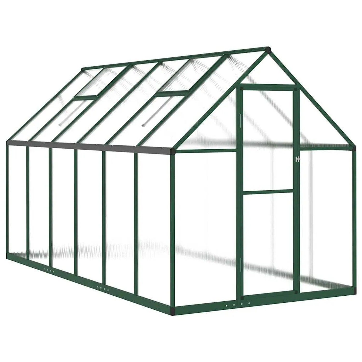 vidaXL Gewächshaus mit Fundamentrahmen Grün 334x169x195 cm Aluminimum 3266327