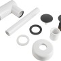 Prevex EasyClean Siphon mit Pop-Up-Ventil, schwarz/weiß, Einzelteile im Überblick.