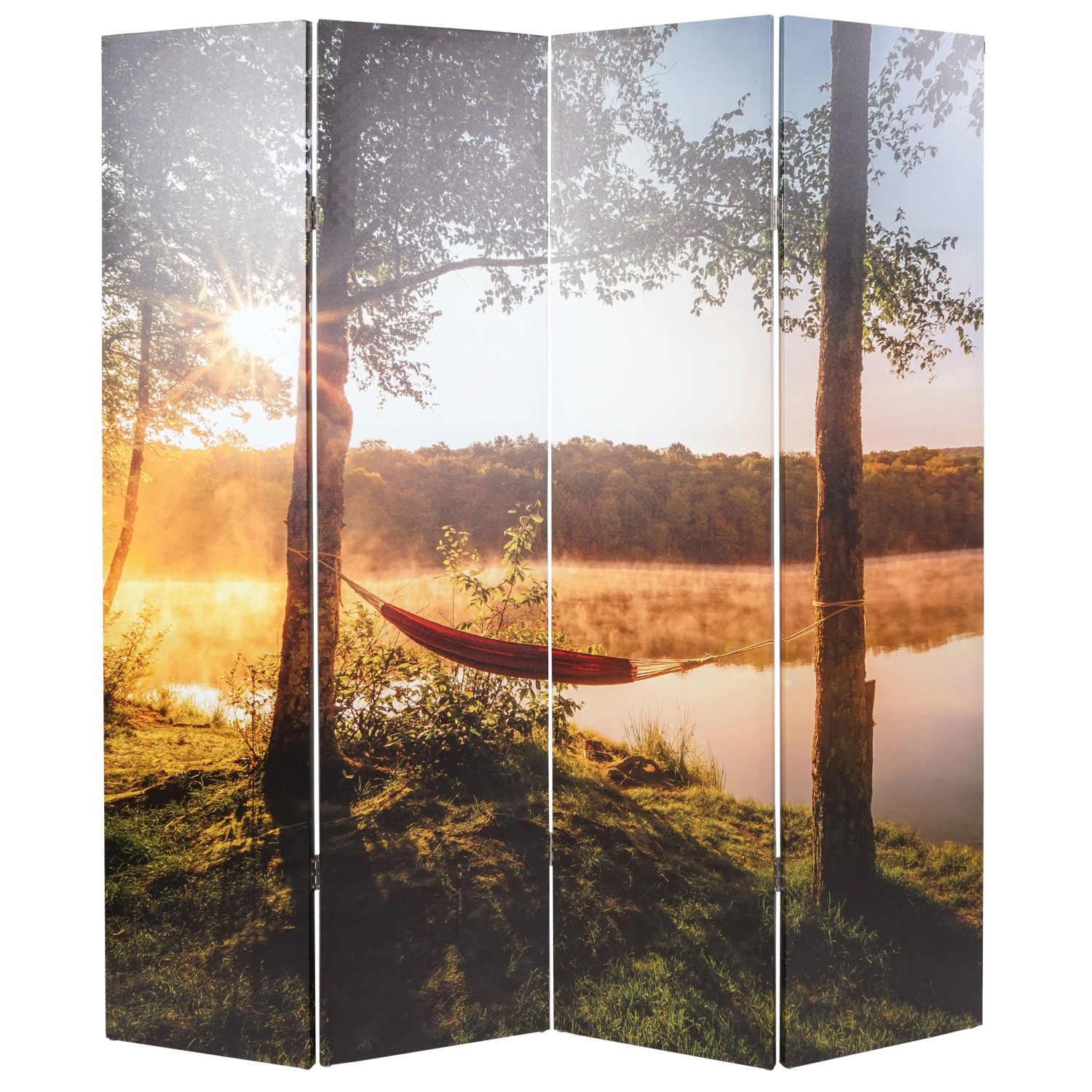 MCW Foto-Paravent mit Schallschutz L55 180x162cm Waldsee günstig online kaufen