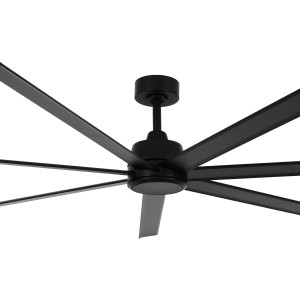 Schwarzer Lucci Air Atlanta II Deckenventilator, 183 cm Durchmesser, mit sechs Flügeln.